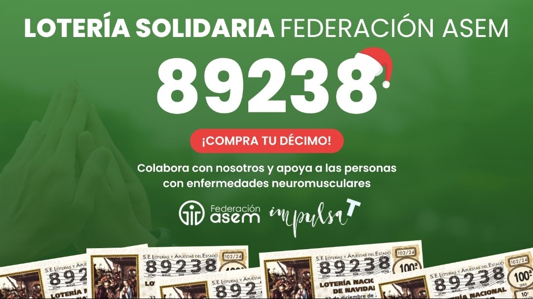 Asociación ImpulsaT (@impulsat_lama2) on Twitter photo ¡Compra lotería de Navidad y colabora con ImpulsaT! Entra en este link asemloteria.es/impulsat
Regístrate y completa todos los pasos. Cada décimo cuesta 23 euros. Los 3 euros van destinados directamente como donativo a ImpulsaT. Organizado por <a href="/AsemFederacion/">Federación ASEM</a> ¡Que tengas surte! ¡Compra lotería de Navidad y colabora con ImpulsaT! Entra en este link asemloteria.es/impulsat
Regístrate y completa todos los pasos. Cada décimo cuesta 23 euros. Los 3 euros van destinados directamente como donativo a ImpulsaT. Organizado por <a href="/AsemFederacion/">Federación ASEM</a> ¡Que tengas surte!