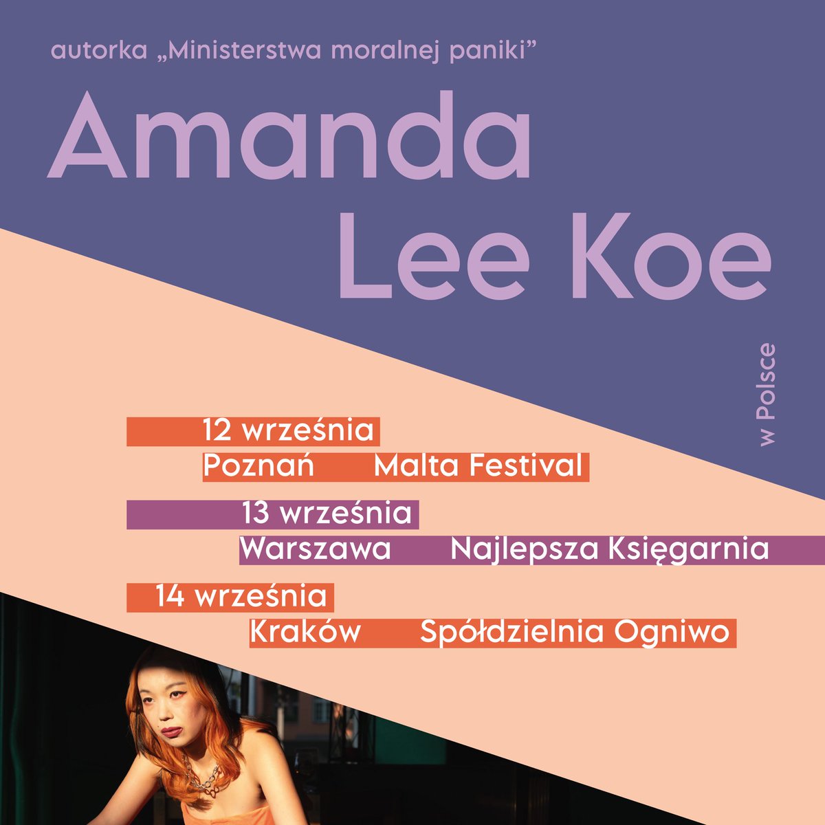 Czas podzielić się tą wiadomością - AMANDA LEE KOE, autorka „Ministerstwa moralnej paniki” w Polsce ✈️ Poznań, Warszawa i Kraków - zapiszcie sobie te daty, widzimy się w połowie września ❤️‍🔥 #TwitteroweKsiazkary