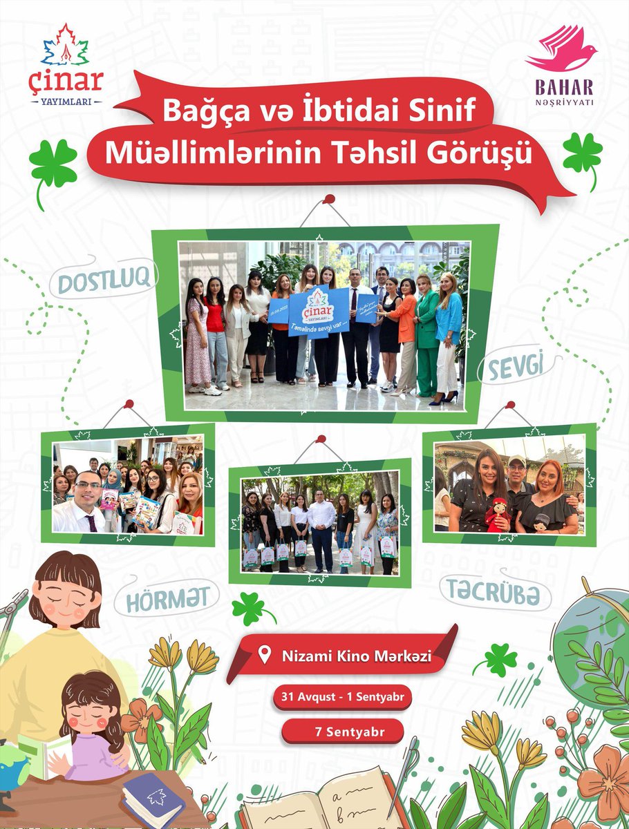 ndadashovaa's tweet photo. *"İbtidai Sinif Müəllimlərinin Təhsil Görüşü"*

#çinaryayımları #təməlindəsevgivar #baharnəşriyyatı #həyatahazırlayar #ibtidaisinifmüəllimlərinintəhsilgörüşü https://t.co/RYVEYsnGjy