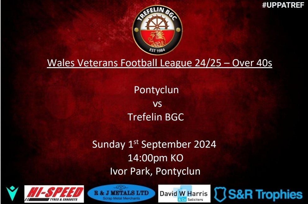 ⚽️VETS FOOTBALL IS BACK! ⚽️

We start the season with a tough away fixture vs <a href="/PontyclunV/">Pontyclun FC Vets</a>.

Entertaining 2-2 draw last time so hoping to go one better and start the season with a positive result! 💪

<a href="/trefelinbgc/">Trefelin BGC</a> <a href="/YnysHwb/">Hwb@TheYnys</a> j@TrefelinBGCbar