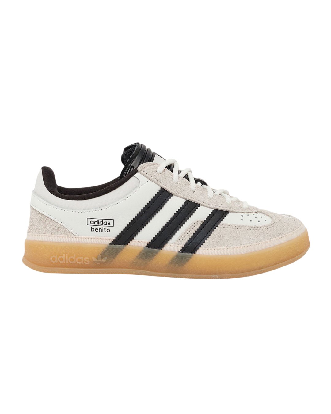 KicksOnFire on X Bad Bunny x adidas Gazelle Indoor Off White Black Gum IF9735 September 21 2024 The Bad Bunny x adidas Gazelle Indoor sports a cream suede upper which