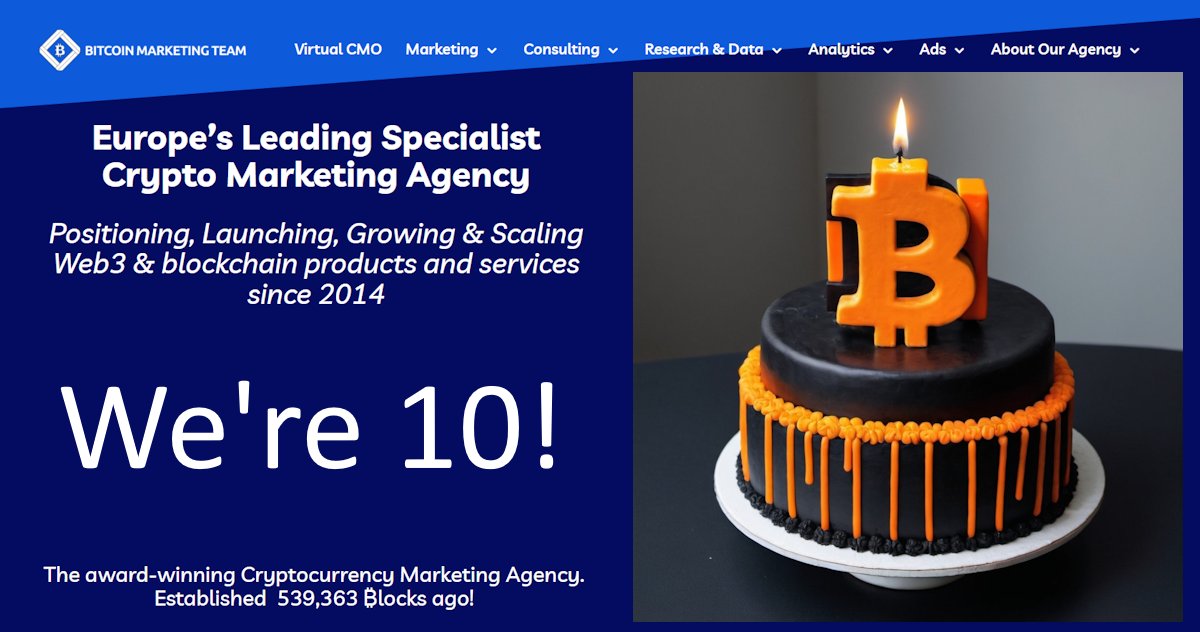 We're ten! Thanks to all our clients and staff over the years who've brought us this far! To the next decade of #bitcoin #marketing #web3 #crypto #blockchain #marketing in #ireland :)