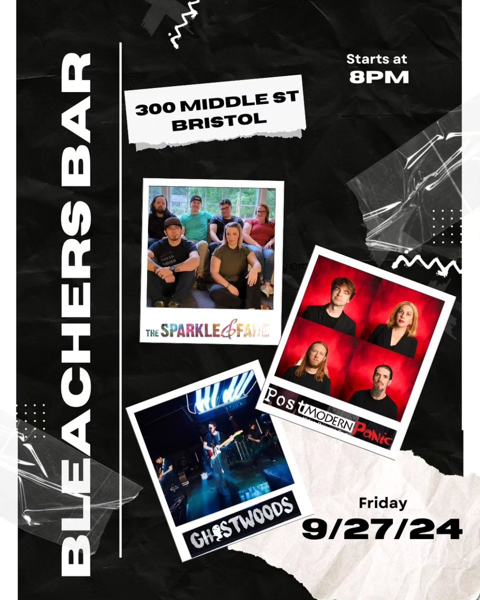 The Sparkle and Fade (@thesparkle_fade) on Twitter photo We're back! We've been a bit silent this summer, but we're back at it starting 9/27! Thus time we'll be making our debut at @bleachers_bar in Bristol, CT! This is a really awesome place to see live music, and we'll be joined by our friends @postmodernpanic and @ghostwoodsct! We're back! We've been a bit silent this summer, but we're back at it starting 9/27! Thus time we'll be making our debut at @bleachers_bar in Bristol, CT! This is a really awesome place to see live music, and we'll be joined by our friends @postmodernpanic and @ghostwoodsct!