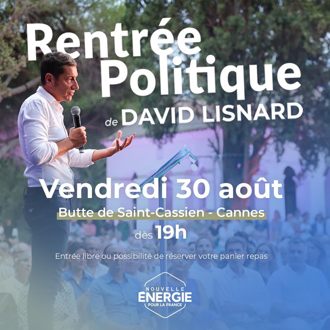 A_Ardisson's tweet image. L’avenir de la France 🇫🇷 vous intéresse ?
Vous ne pouvez pas malheureusement être à Cannes ce soir pour la rentrée politique de @davidlisnard @Nouv_Energie ?
Pas de panique la Team #Lisnard a pensé à tout 😅

Retrouvez nous ce soir en live sur #X #Facebook et #YouTube 👍🏻