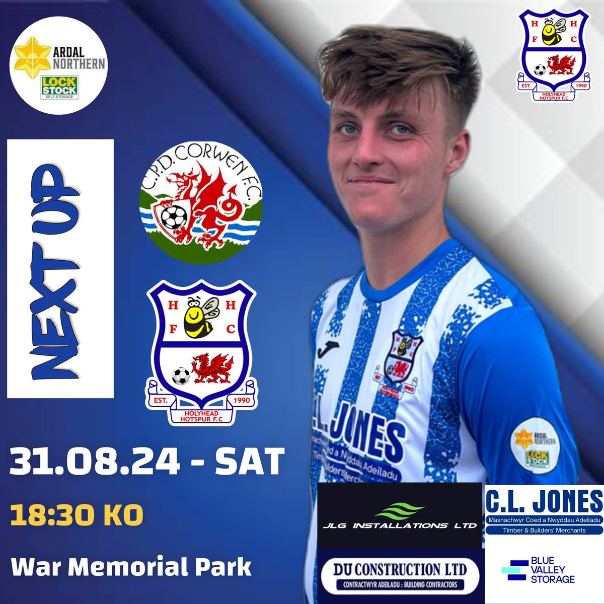 🔵⚪️ 𝗡𝗘𝗫𝗧 𝗚𝗔𝗠𝗘 🔵⚪️

We are back to <a href="/ArdalNorthern/">Lock Stock Ardal Northern Leagues</a> League Cup Action this weekend 🏆

Please note it’s an evening kick off - 18:30⏱️

🆚 <a href="/CorwenFC/">Corwen FC</a> 
🏆 <a href="/ArdalNorthern/">Lock Stock Ardal Northern Leagues</a> League Cup RD 1
🗓️ 31/08/2024
⏰ 18:30 KO
📍 War Memorial Park - Corwen

🔵⚪️🐝

#HHFC