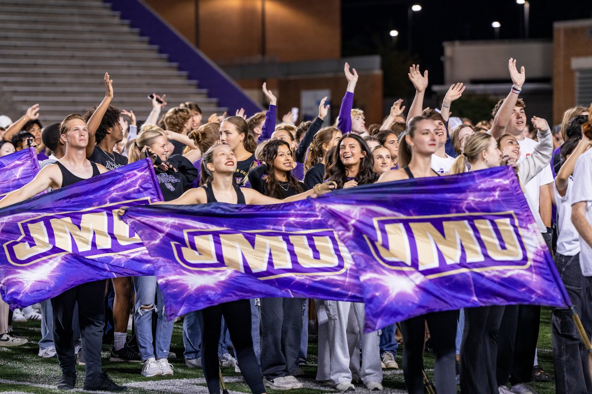 JMU's tweet photo. We may be biased but we think purple looks good on you. And not just because it’s #CollegeColorsDay. #GoDukes https://t.co/fl3hyijdcC