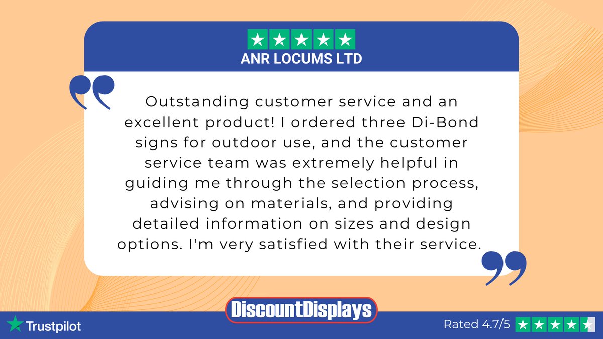 displayexperts's tweet image. ✨Testimonial✨

Thank you ANR Locums for leaving a fantastic 5-star review!

At Discount Displays we aim for the highest quality customer service and user experience.

Head over to our Trustpilot to let us know your experience.

#trustpilot #excellentrating #customerservice