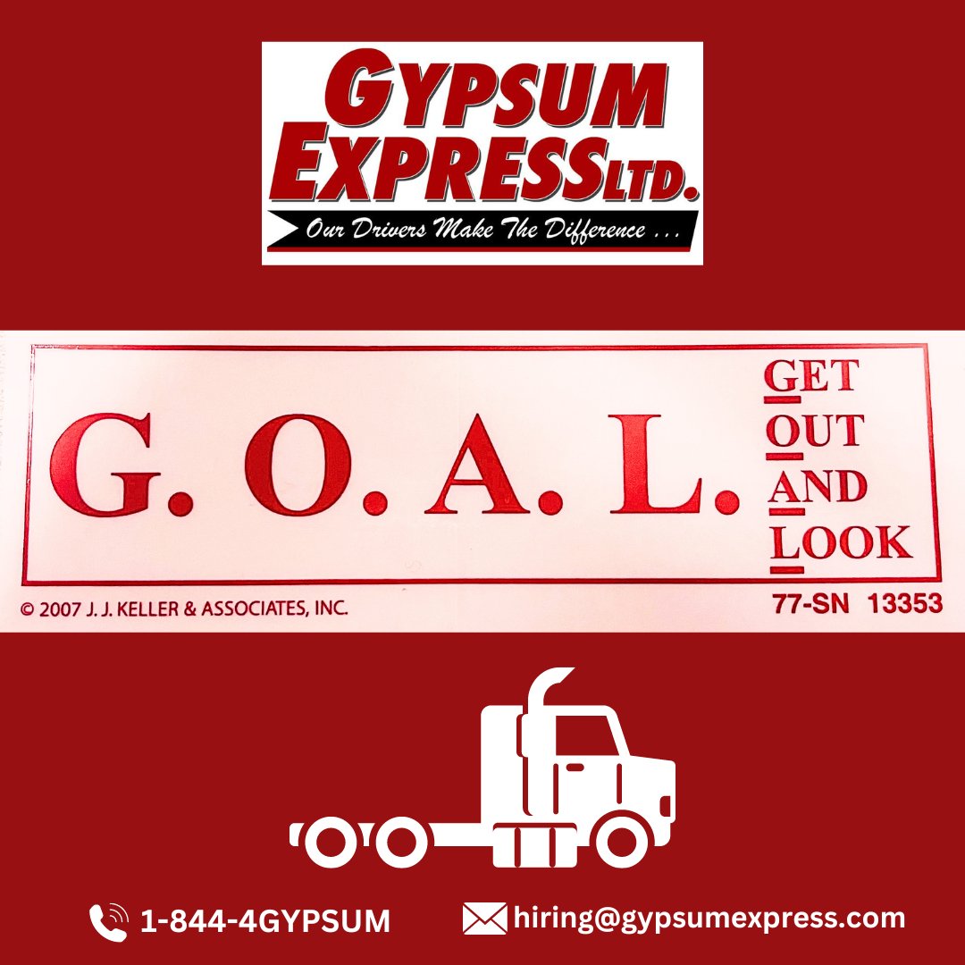 The G.O.A.L. (Get Out And Look) program offers several key benefits for truck drivers:
1. Accident Prevention
2. Enhanced Safety
3. Improved Awareness
4. Reduced Costs
5. Career Protection
#FlatbedFriday #GypsumExpress #OurDriversMakeTheDifference #GypsumFamily