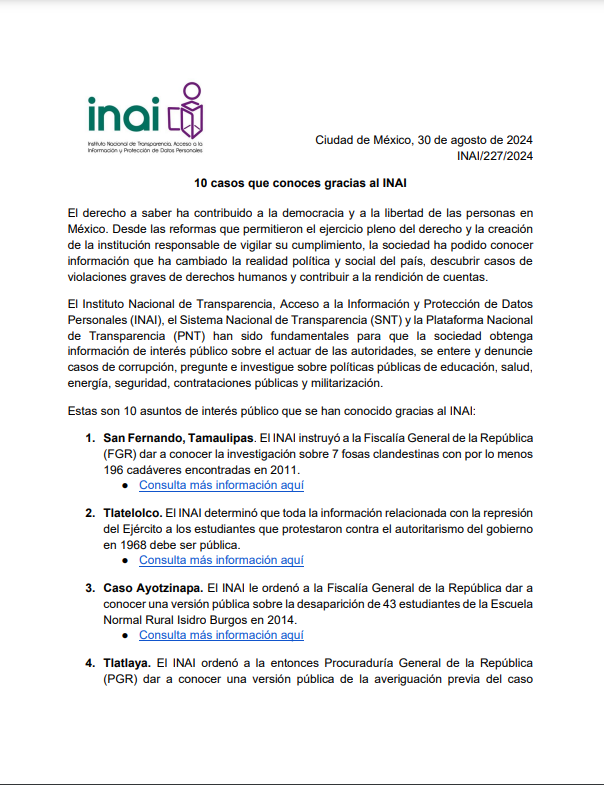 INAImexico's tweet image. 📃 #ElINAIteInforma

10 casos que conoces gracias al INAI.

🔗 ow.ly/gGop50TaGqc