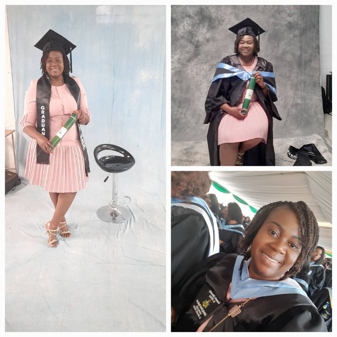 Today I've graduated with a First Class Master's Degree in Disaster and Livelihood Studies from Women's University in Africa! This journey taught me resilience, perseverance, and the power of community. Proud of myself and grateful for loved ones who believed in me! #proudmoments