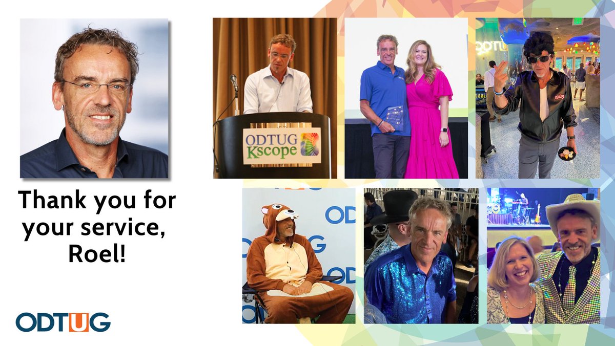 odtug's tweet image. Today we formally acknowledge @RoelH ! On this, his last day of service on the ODTUG Board of Directors, we thank him for his commitment and contributions to our organization over the past six and a half years.
Roel has filled multiple volunteer leadership positions over the…