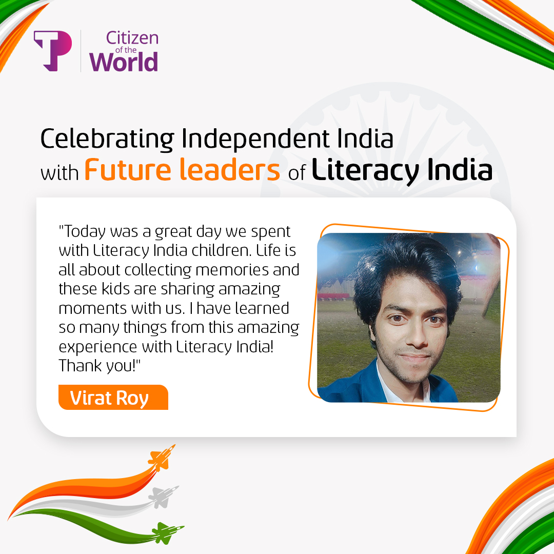WeAreTPinIndia's tweet photo. The Citizen of the World (COTW) champions from TP in India had a beautiful day out at Literacy India School this Independence Day.
Dive into the TP camaraderie as our employees share their stories reflecting on their takeaways from the memorable day!
#TPIndia #CSR #Forceofgood https://t.co/V6rH1vOwB5