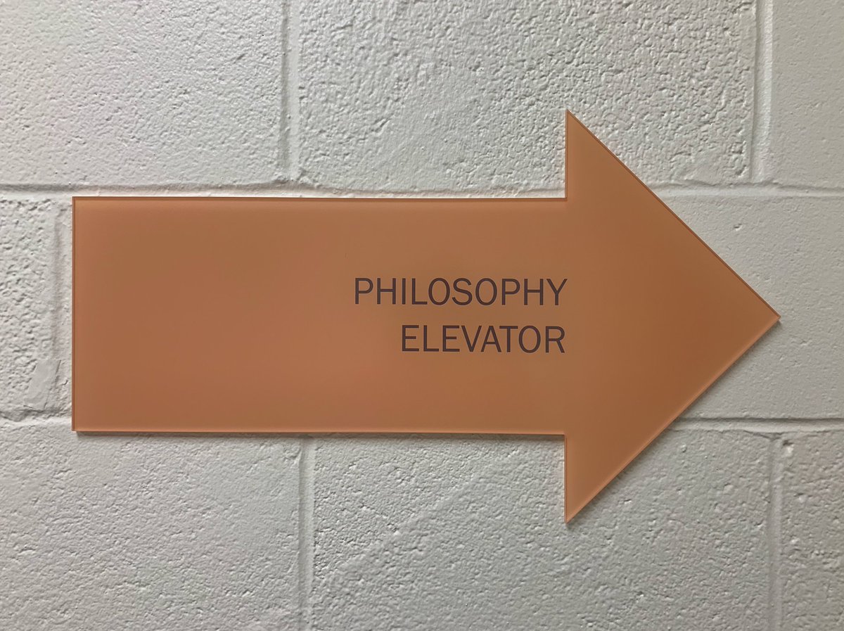 New semester, new signage! 
Some might think this refers to a devise that carries students to the Spanish Department. I maintain that it refers to our department's mission statement. Elevating philosophy, one semester at a time.
Cave allegory refs welcome.
#philosophy
