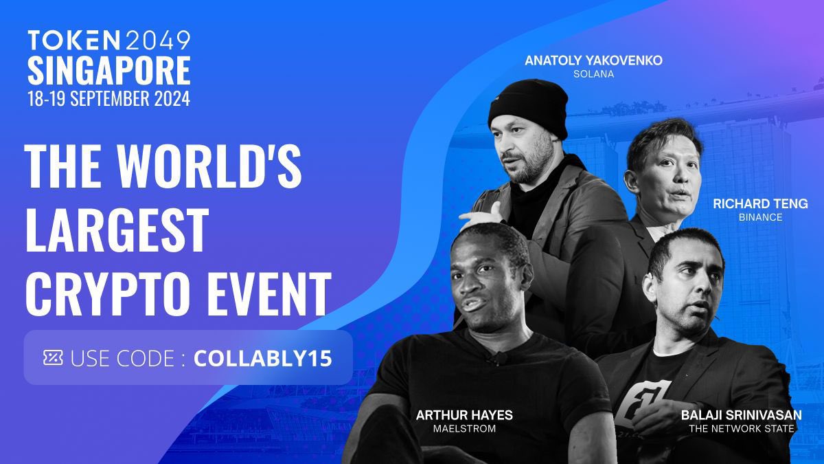 🌐 Exciting Partnership Announcement 🤝

We’re excited to share that <a href="/CollablyNetwork/">Collably Network</a> is a proud community partner of <a href="/token2049/">TOKEN2049</a> in Singapore!

📅 Meet us on 18-19 September 2024 at TOKEN2049 and connect with our team. Don’t miss out on the chance to network, learn, and innovate