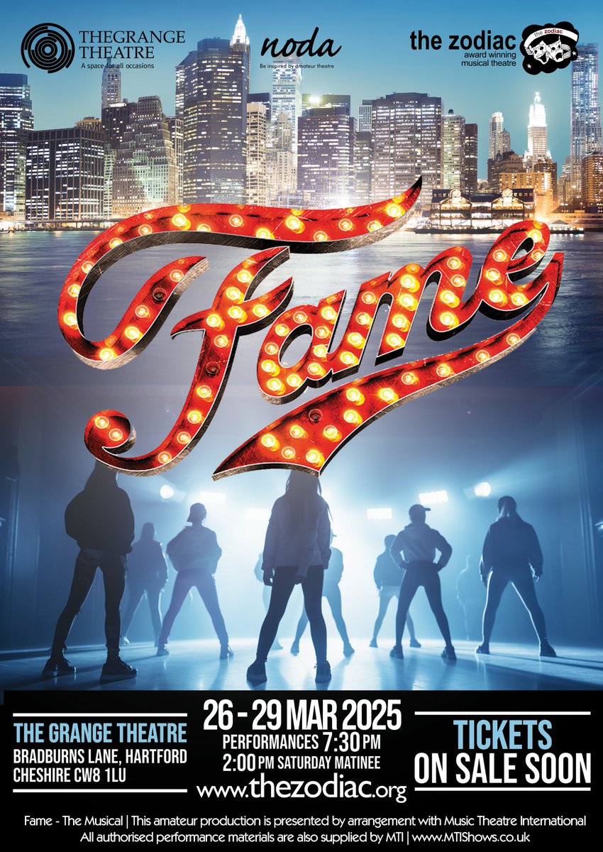 Do you wanna #LiveForever?? The Zodiac Musical Theatre is bringing the magic of Fame The Musical to <a href="/grangetheatre/">The Grange Theatre</a>! Join us for epic dance numbers and all the '80s vibes you can handle.
thezodiac.org/fame-the-music…

#FameTheMusical  #RememberMyName