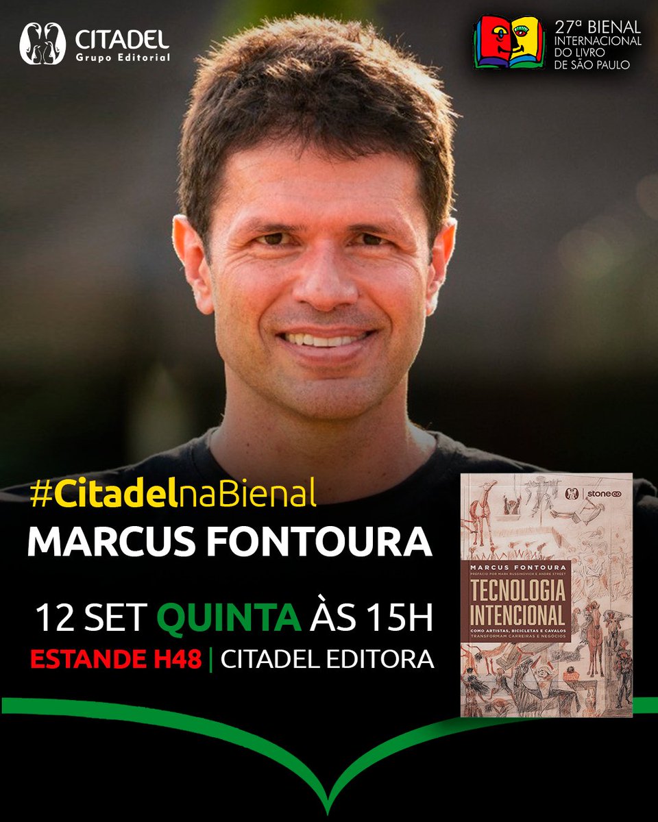 O CTO Stone, Marcus Fontoura, estará em nosso estande para o lançamento da sua obra!

Sessão de autógrafos “Tecnologia Intencional”:
🗓️ Quinta-feira, 12 de setembro, às 15h - Estande H48 – Citadel Editora e Alta Books.
📍 Distrito Anhembi: Av. Olavo Fontoura, 1209, Santana - SP