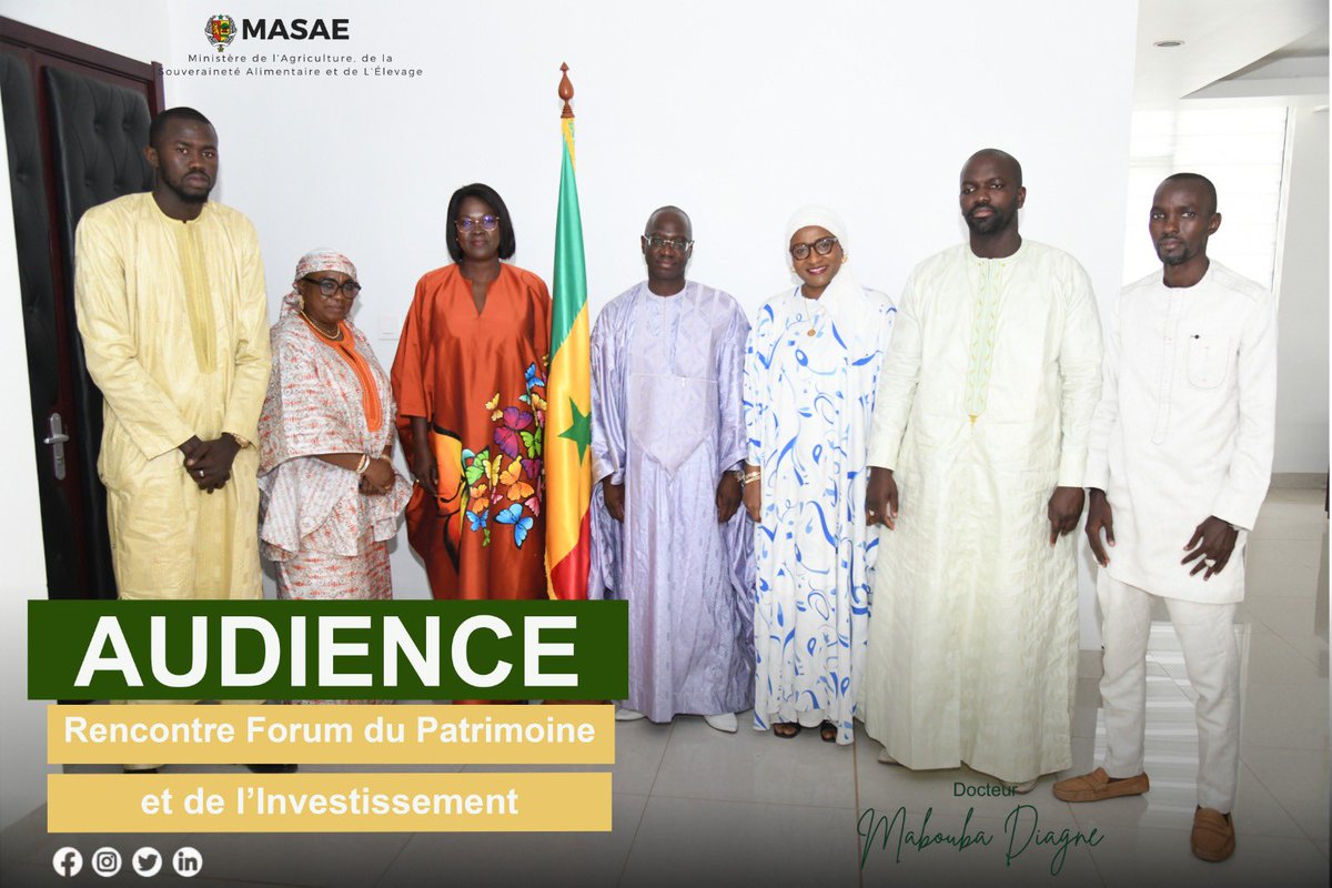 Mabouba_Diagne_'s tweet image. J’ai reçu en audience  aujourd’hui le Forum du Patrimoine et de l’Investissement (FPI) ! 
Discussions sur le financement structuré, les ressources agricoles, l'autosuffisance alimentaire, le financement du secteur agricole, et la transformation de l'agriculture familiale.
#masae
