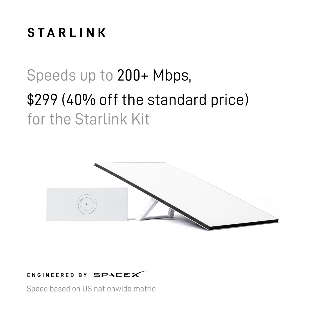 Starlink's tweet photo. No long-term contracts.
Easy to order online