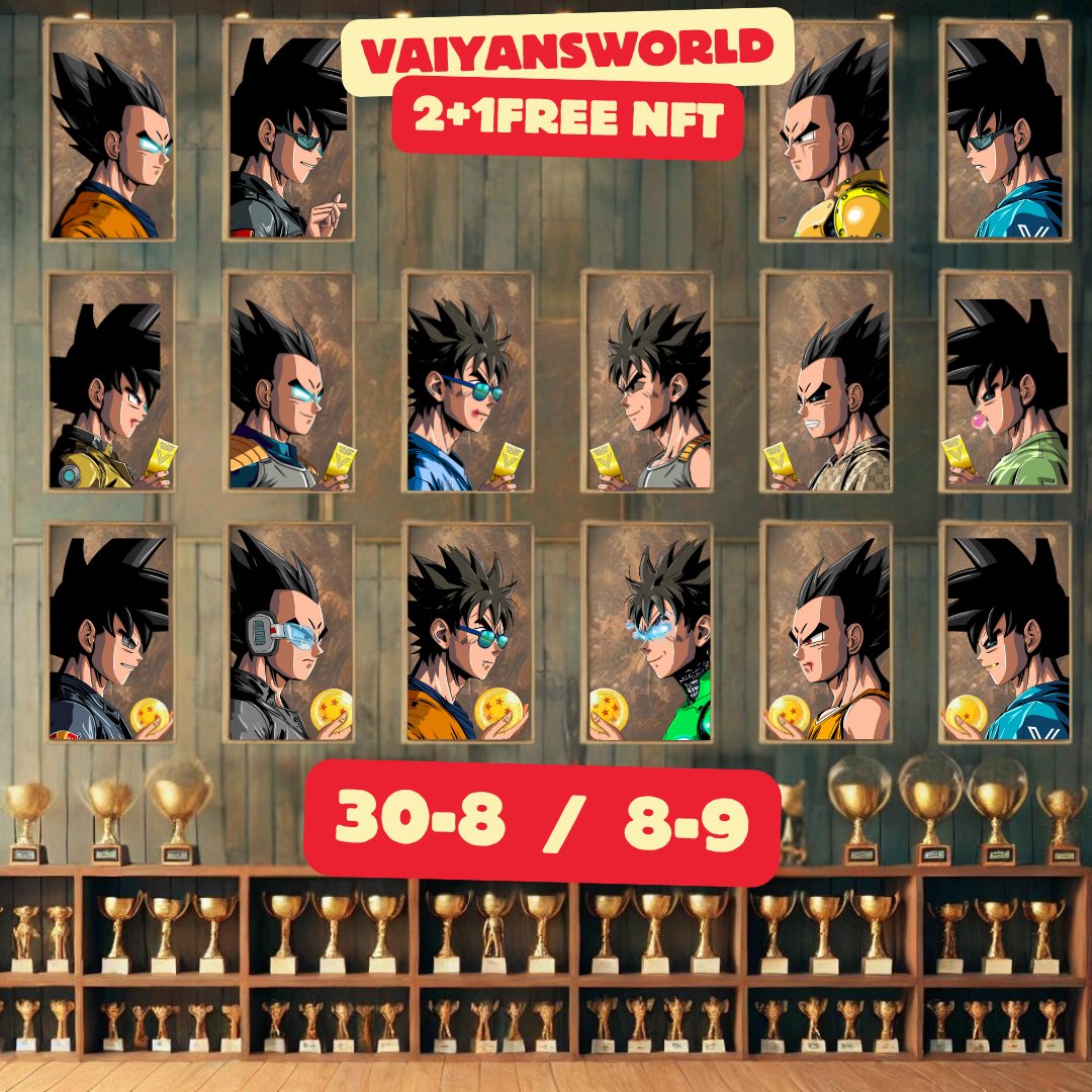 VaiyansWorld's tweet photo. ⭐️ Goodevening Vaiyans ⭐️

Have You Heard of the #giveaway 2+1 FREENFT ⚡️
mint page here⬇️
 https://t.co/m6DrLtgFkA
🚀Unlock exclusive rewards with every mint!
Find hidden Dragon Balls , Golden Ticket 

 Each mint comes with a bonus 10,000 $VENI. 💰 
#CryptoRewards #VaiyansWorld https://t.co/XiwhZMHYOu
