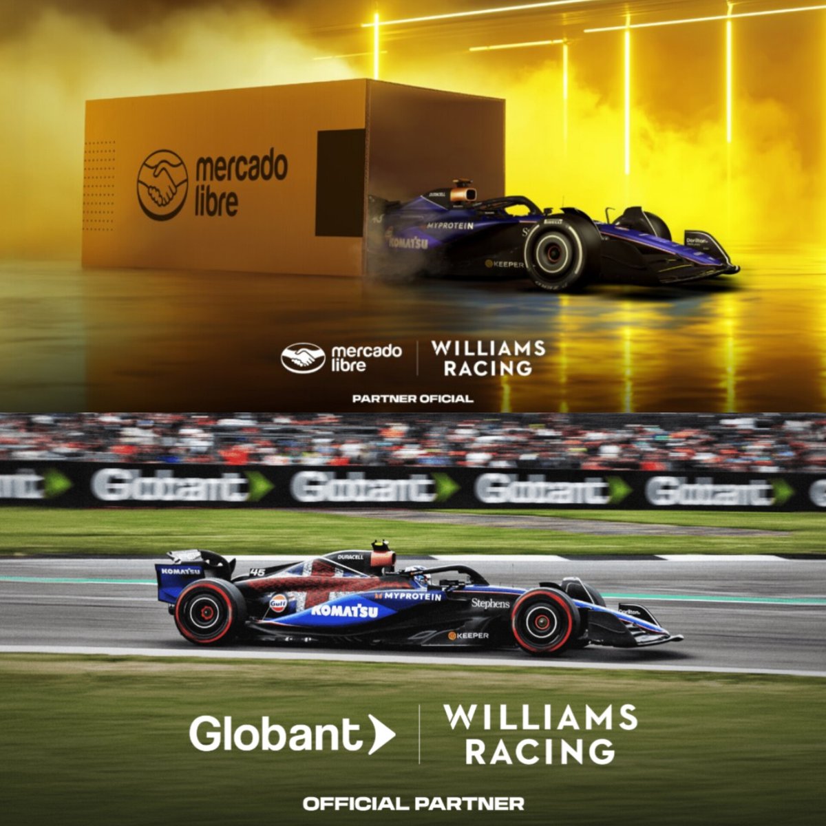 FinanzasArgy's tweet photo. 🇦🇷 Mercado Libre y Globant en la Fórmula 1: se suman al equipo Williams como sponsors de Franco Colapinto https://t.co/ui5P8bXEMr