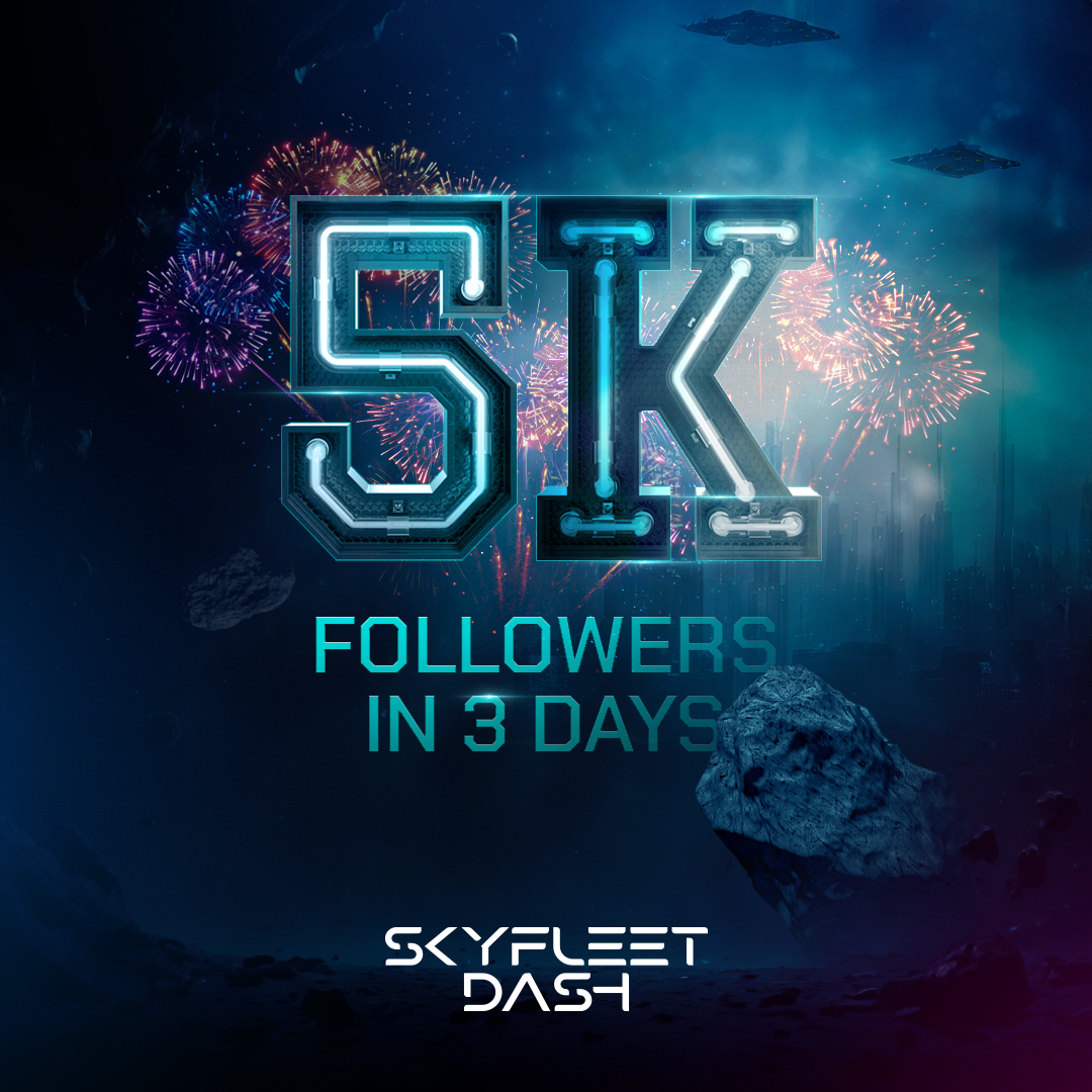 Skyfleetdash's tweet photo. 🎉 We hit 5,000 followers in 3 days! 🚀

Huge thanks to our amazing community! 🌟 This is just the beginning—more to come.🎇

🥂Hit follow, like and tag your friends 🫂

#BlockchainGaming #Ethereum #Binance #Polygon #Solana #Polkadot #Cardano #Cosmos #Fantom #Avalanche #Flow https://t.co/MQdl2H30cW