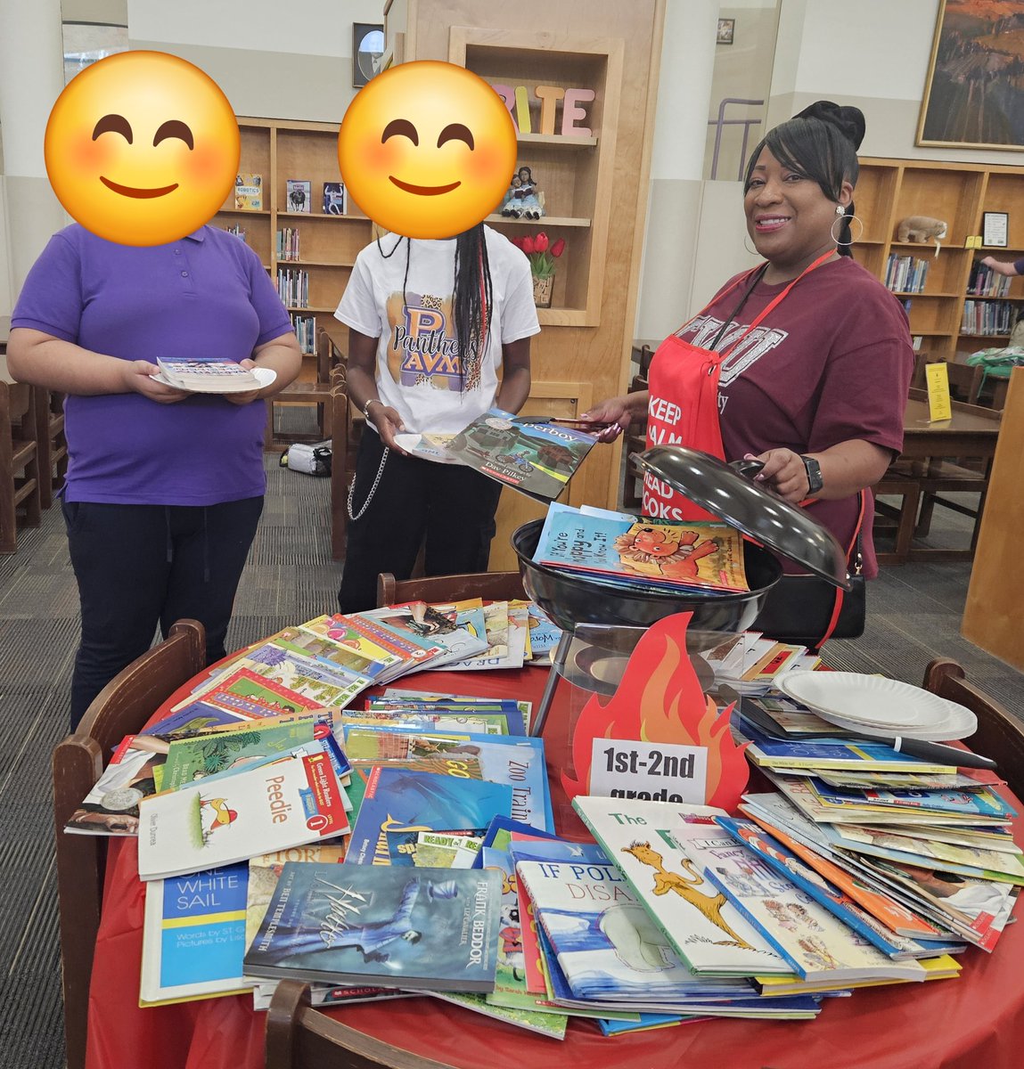 @JPSTARKS_MST_Lib Library Book-B-Q. Serving up "Sizzling Hot Books!" Today's special: Free Book Friday.  <a href="/DISD_Libraries/">Dallas ISD Libraries</a> <a href="/JPStarksMST/">J. P. Starks Math, Science and Technology Vanguard</a> <a href="/dallasschools/">Dallas ISD</a> <a href="/CharissaGovan/">Dr. Charissa Govan</a> <a href="/PDL_DallasISD/">Professional & Digital Learning - Dallas ISD</a>
