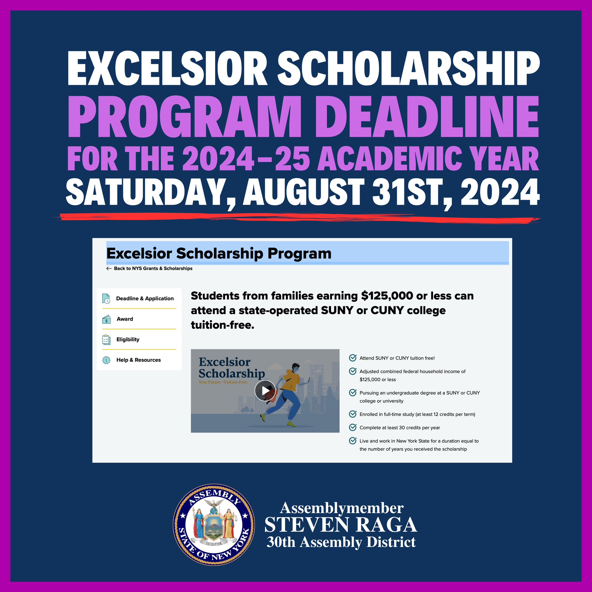 Assemblymember Steven Raga على X: &ldquo;Don&rsquo;t miss the Excelsior 