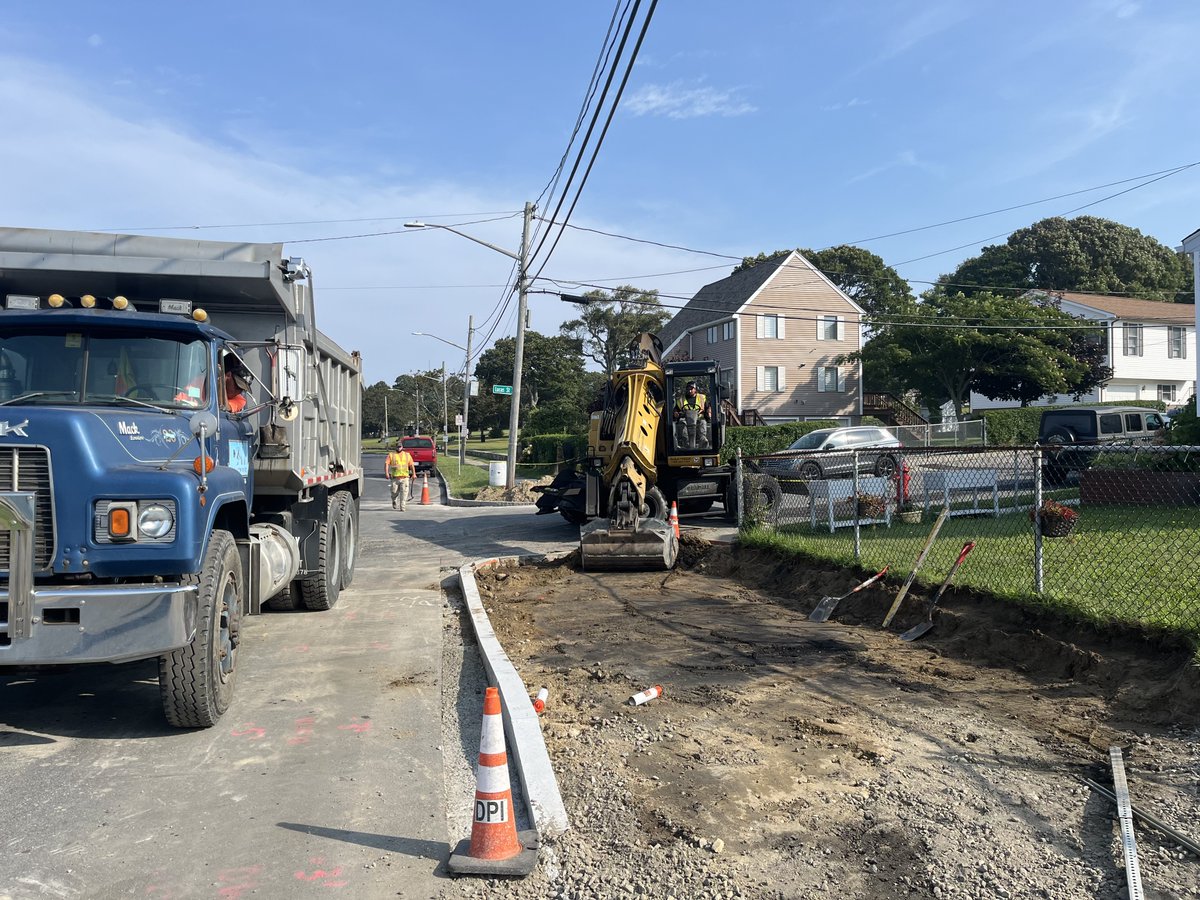 Some recent City roadwork:
• Installing bluestone sidewalks on Commercial St
• Working on W Rodney French Blvd between Lucas St &amp; Aquidneck St installing granite curbing &amp; prepping for the installation of sidewalks and ADA ramps
• Digging test pits on Timberlane Rd at Hill Rd
