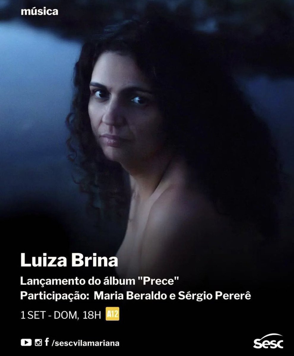 Código de acesso (@acessocodigo) on Twitter photo Agenda
Domingo dia 01 de Setembro tem @luizabrina lançando o álbum “Prece” com participação da @mariaberaldo_ e <a href="/sergio_perere/">Sergio carlos perere</a> no <a href="/sescvilamariana/">Sesc Vila Mariana</a>
#agenda #luizabrina #mariaberaldo #sergiopererê #sescvilamariana Agenda
Domingo dia 01 de Setembro tem @luizabrina lançando o álbum “Prece” com participação da @mariaberaldo_ e <a href="/sergio_perere/">Sergio carlos perere</a> no <a href="/sescvilamariana/">Sesc Vila Mariana</a>
#agenda #luizabrina #mariaberaldo #sergiopererê #sescvilamariana