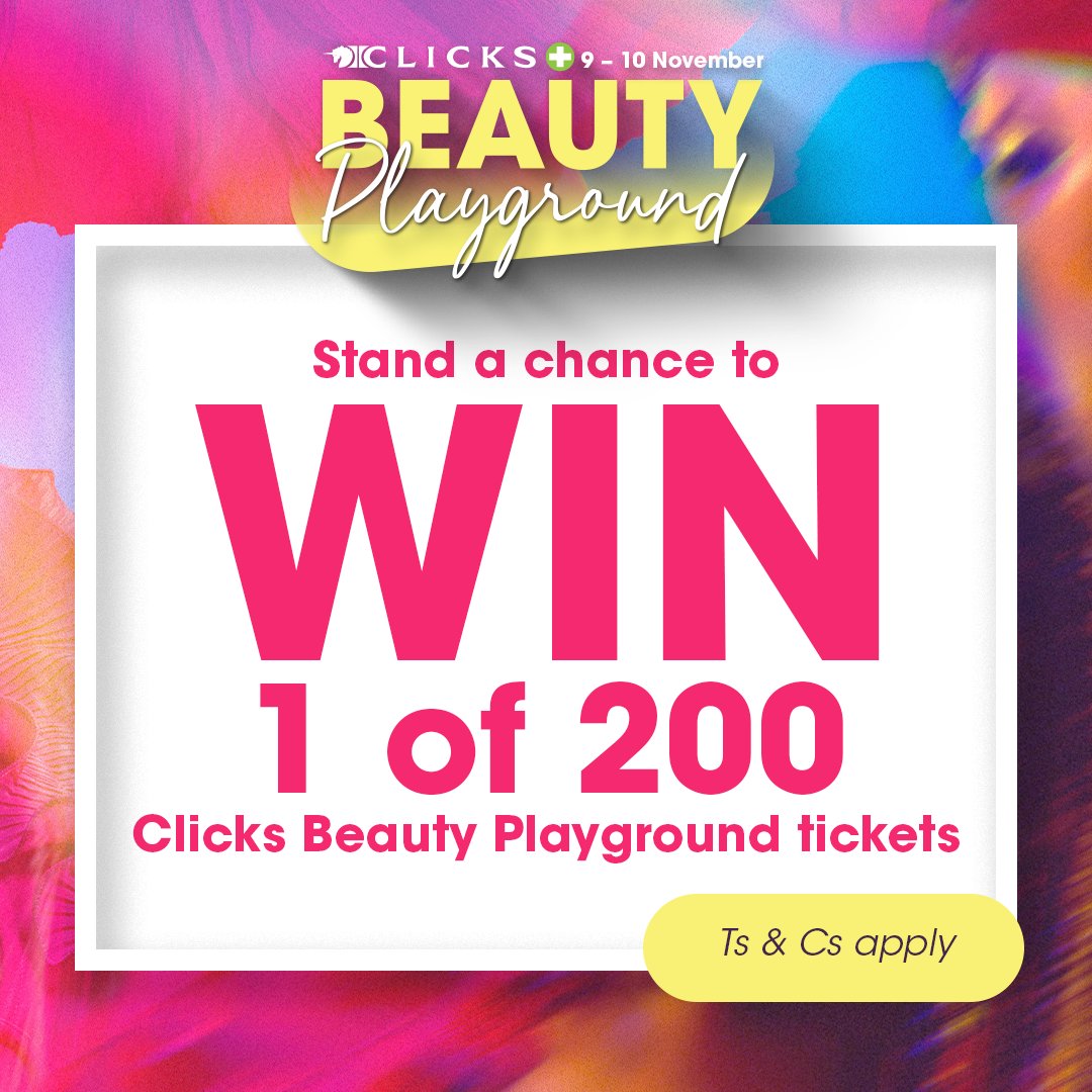 Clicks_SA's tweet image. 🚨 #ClicksBeautyPlayground2024 is SOLD OUT, but we’ve got 200 extra tickets up for grabs! 🎟️✨ 

To enter, comment “I’m in for #ClicksBeautyPlayground2024” for a chance to win! Don’t miss out!

Competition closes 01 September 2024 at 11:59 PM! Ts &amp;amp; Cs apply.