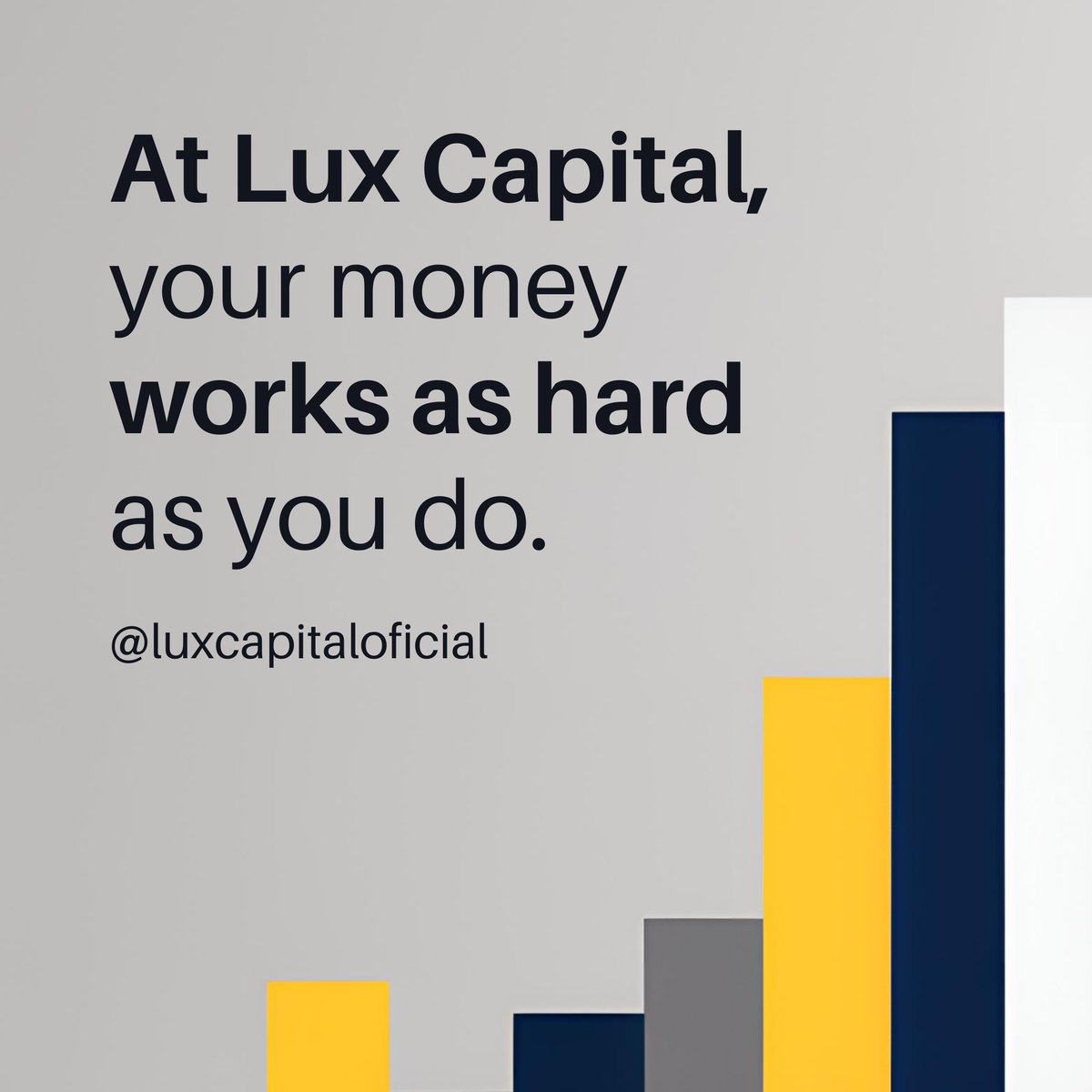 At Lux Capital, we use dollar arbitrage to ensure your capital is always moving, seizing the best opportunities in the global market.

lux.capital

#LuxCapital #DollarArbitrage #Investments #YourMoneyWorks #EarnMore #FinancialSecurity #Innovation