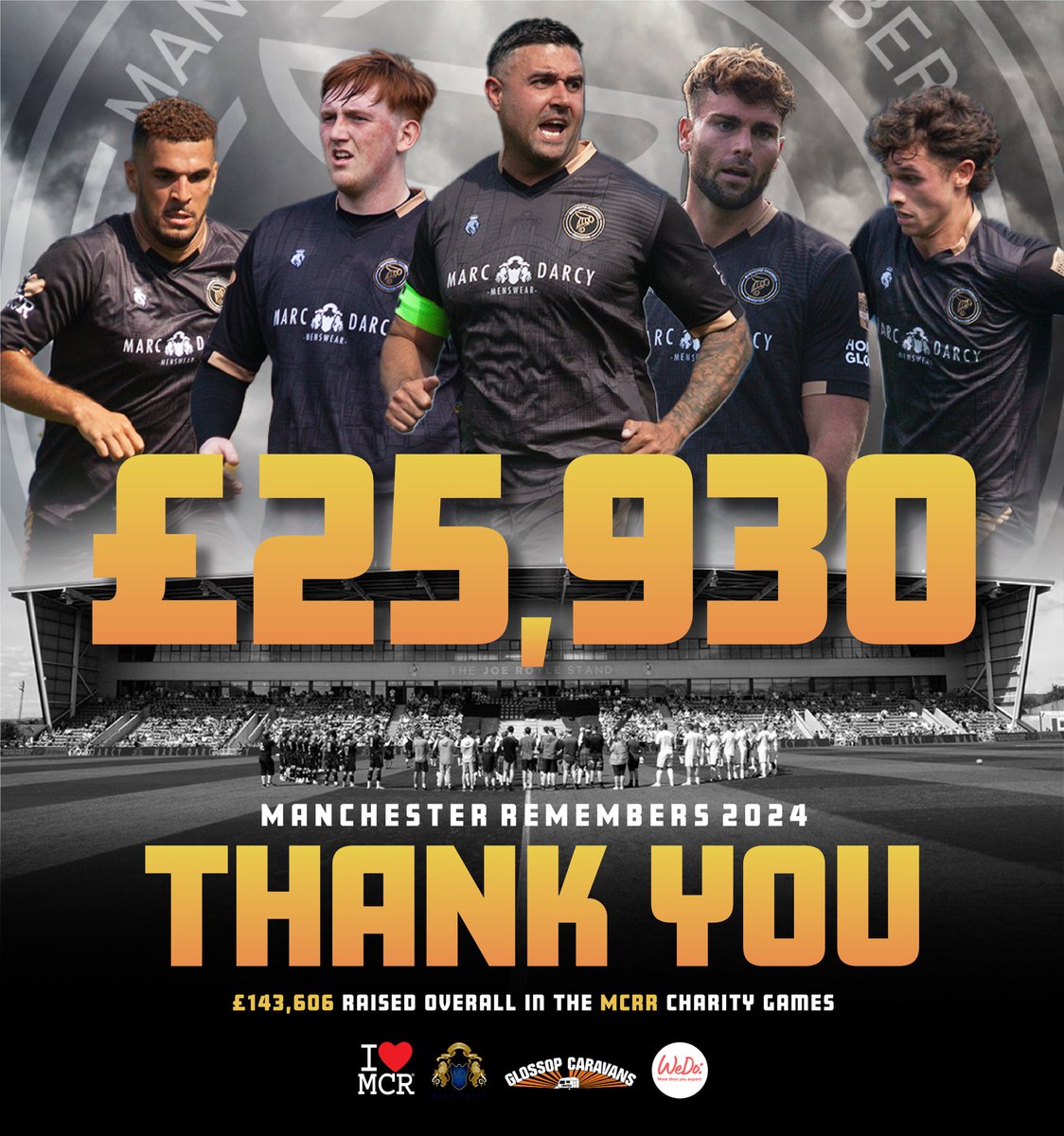 Another £25,930 Raised for Charity🌟

That means each charity gets £5186 

Incredibly proud of all the players and the people involved in <a href="/McrRemembers/">The McrRemembers Foundation™️⚽️🐝</a> 🐝

That’s now £195,930 raised since that awful tragedy! 

Quarter of a million I’m coming for you! 👊🏼