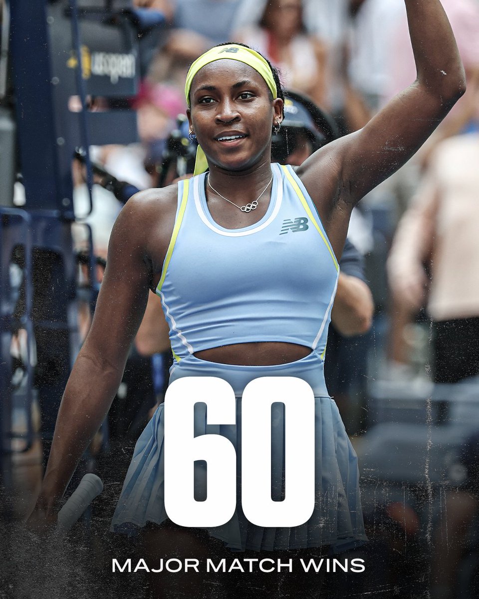 Coco Gauff becomes the sixth American woman in the Open Era to reach 60 major match wins before turning 21 years old 🙌 

#USOpen