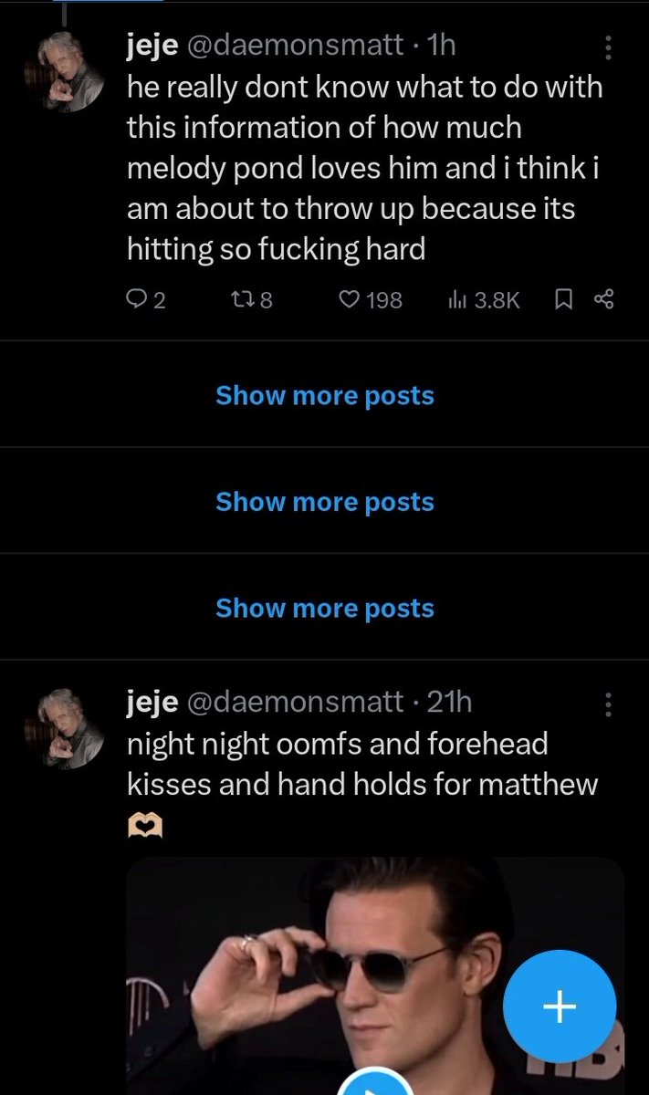 Freebooted's tweet image. Show more posts, dammit!

Twitter is not ready for @daemonsmatt&apos;s sublimely joyful 11th doctor watch-along.

Or I just can&apos;t X.