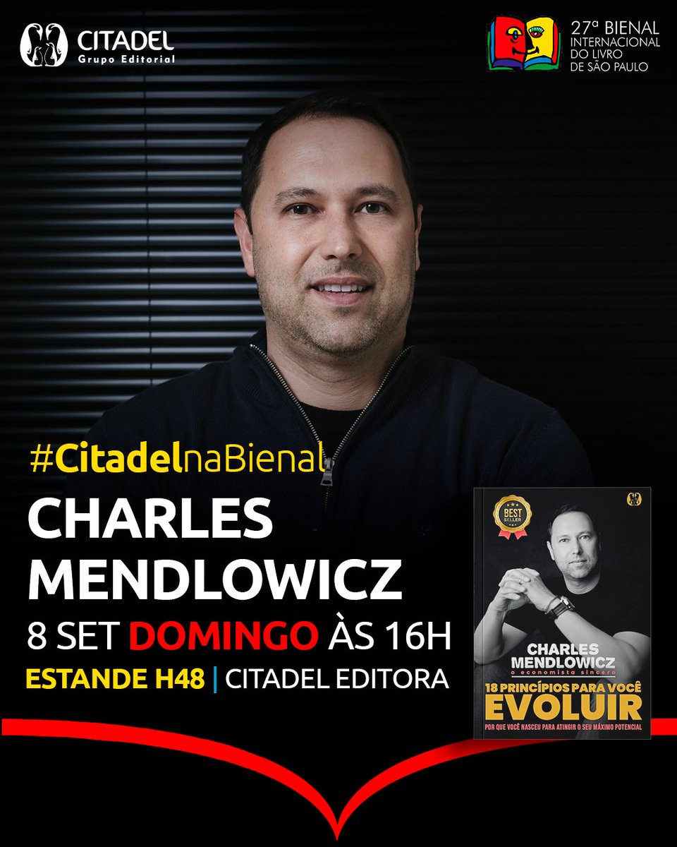 Você está preparado para mudar o seu mindset e atingir o máximo potencial?

Sessão de autógrafos “18 Princípios para Você Evoluir”:
🗓️ Domingo, 08 de setembro, às 16h - Estande H48 – Citadel Editora e Alta Books.
📍 Distrito Anhembi: Av. Olavo Fontoura, 1209, Santana - São Paulo.