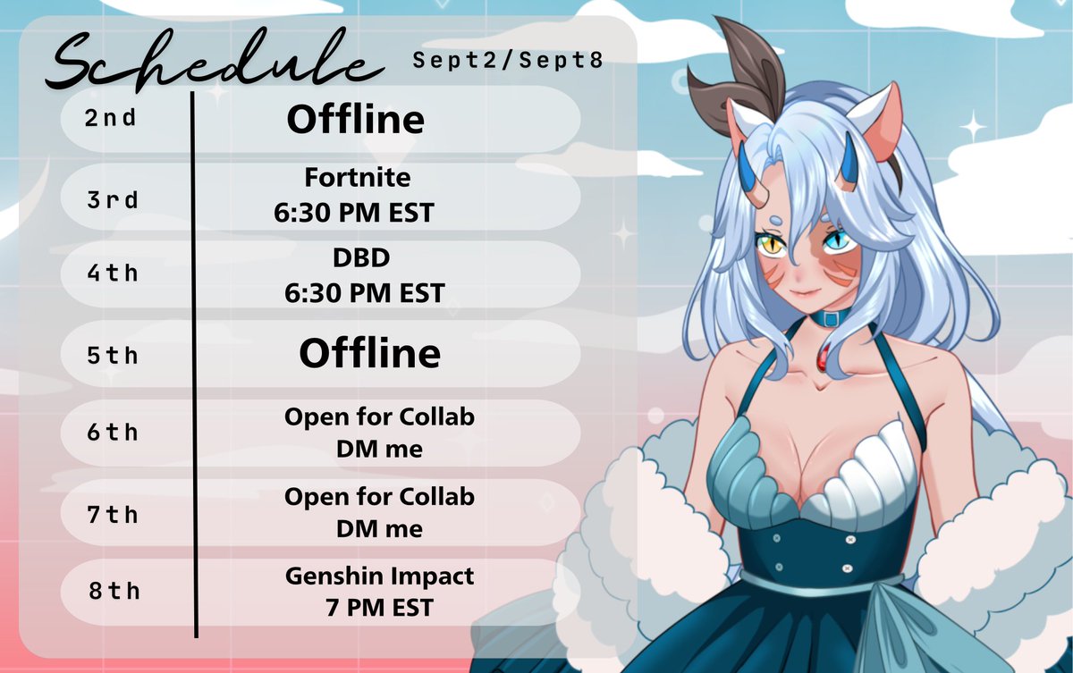 oxciellex's tweet image. Next week's schedule is here!