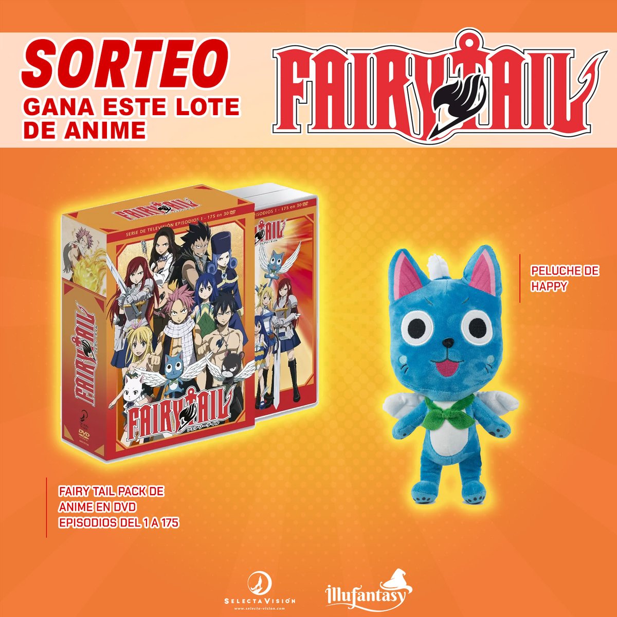 SelectaVision's tweet photo. ‼️#SORTEO especial Happy de FAIRY TAIL 🔥

Serás el más feliz si ganas este sorteazo del #Anime de Fairy Tail en DVD + Peluche de HAPPY de @illufantasy 😻

🔥 ¡Síguenos!

🔥 Like 💙 +RT  

🔥 Etiqueta en comentarios a tu amigo más Happy 😽

Tienes hasta el viernes 6/09 para participar, ⌛️ ¡El sábado 7 postearemos el @ del ganador en este mismo hilo!
🍀 ¡Suerte a todos! 🍀
