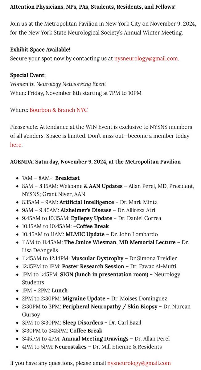 NY State Neurological Society (@nysneurosociety) on Twitter photo See below for the jam packed agenda for our Annual Meeting of the New York State Neurological Society on 11/9/24 <a href="/MetroPavilion/">Metropolitan Pavilion</a>, and our preceding Women in Neurology Event on 11/8/24!
#Neurology #MedEd
Register: lp.constantcontactpages.com/ev/reg/pndf6cw
More information:
nysneurology.com See below for the jam packed agenda for our Annual Meeting of the New York State Neurological Society on 11/9/24 <a href="/MetroPavilion/">Metropolitan Pavilion</a>, and our preceding Women in Neurology Event on 11/8/24!
#Neurology #MedEd
Register: lp.constantcontactpages.com/ev/reg/pndf6cw
More information:
nysneurology.com