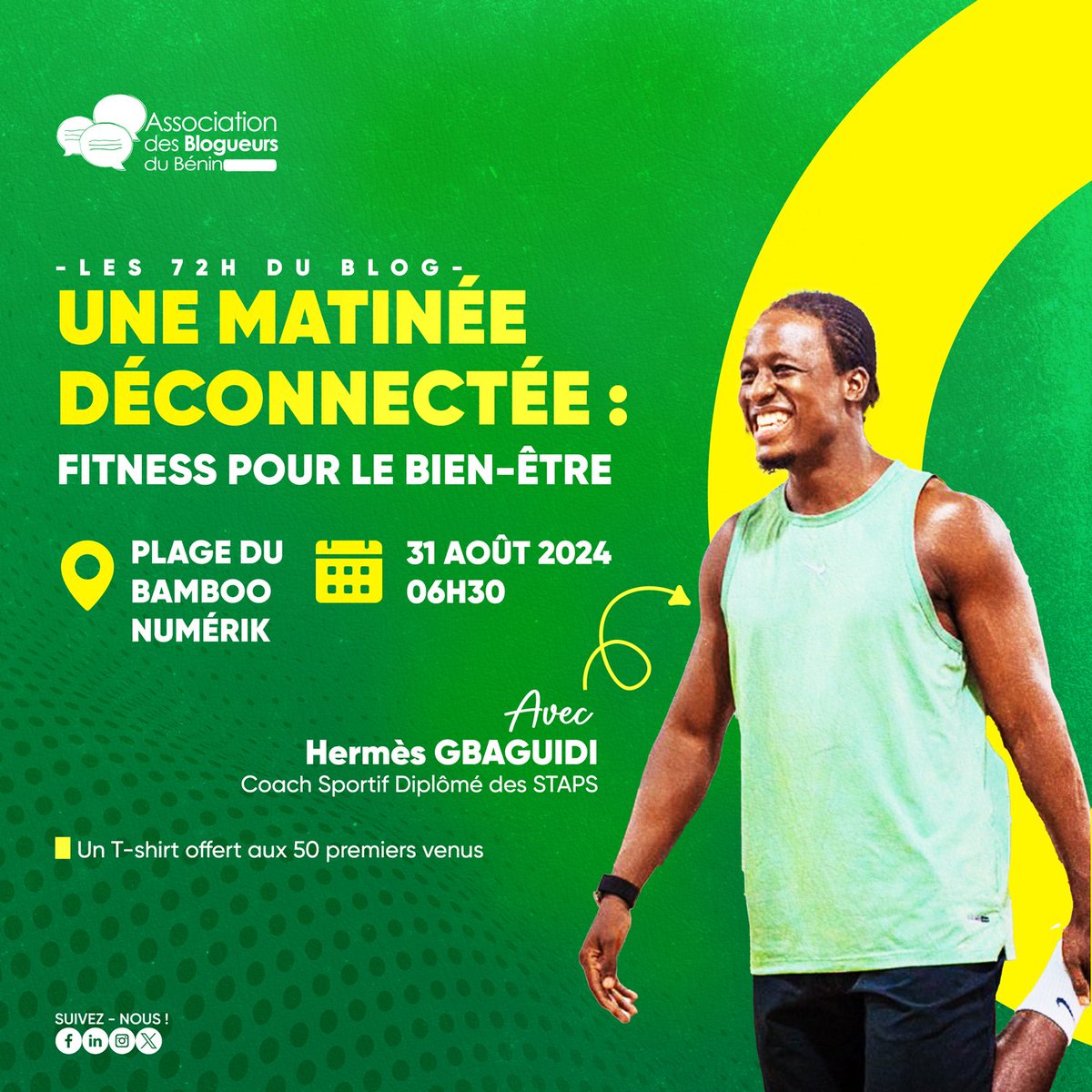 saliaichat's tweet image. Hello! Que faites-vous ce soir à 19h ou demain à 6h30?

Après l&apos;étape de Ouidah hier, nous serons au Jardin de Canelya ce soir à 19h pour L&apos;Afterwork Citoyen

Demain nous allons nous déconnecté avec un fitness. 

Alors ça te dit ? Rendez vous ce soir ou demain. 😁

#72hduBlog