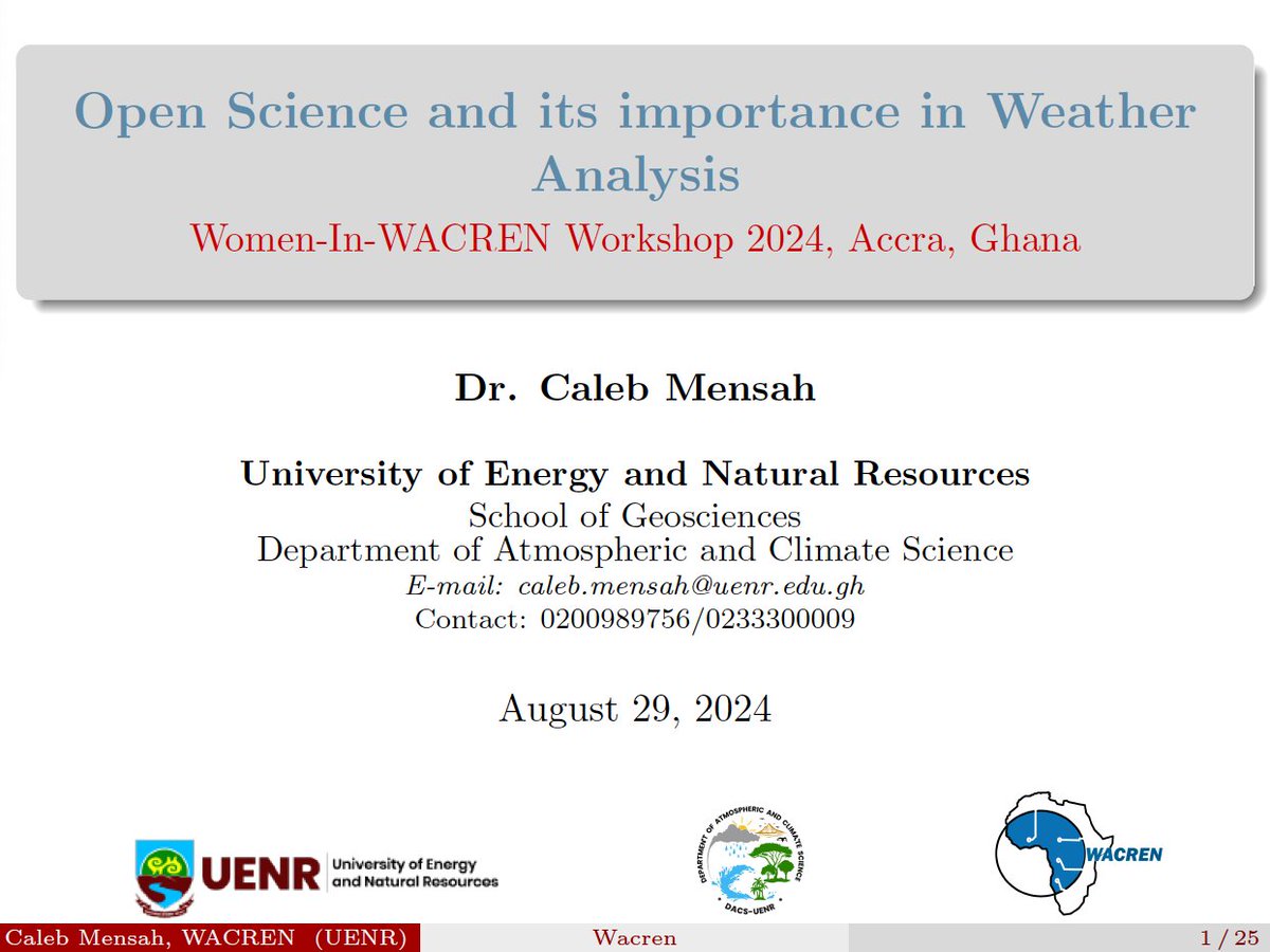 LIBSENSE's tweet photo. #OpenScience for climate and weather data analysis takes center stage at #WomenInWACREN2024. The DG of @GhanaMet joined facilitators after discussing the WACREN #OpenClimate program and his ongoing talks with @WMO on mentorship for #African women in climate studies. @AC3_News https://t.co/Vluo4McJ6L