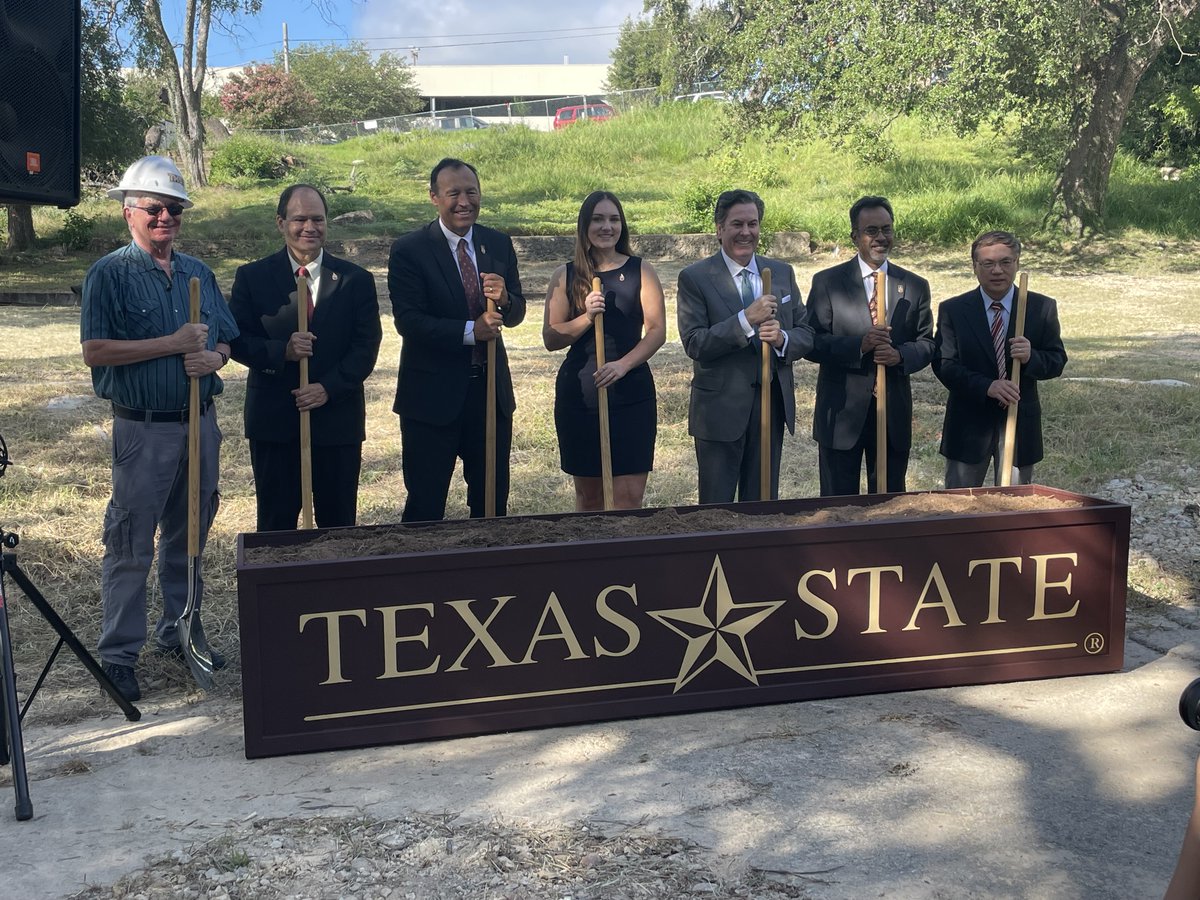 TXSTMath's tweet photo. One week ago today in the central Texas summer heat we officially broke ground on our new STEM building!   https://t.co/zSveFX2lqt. #txstmath #txstCS https://t.co/a9x7gjBM7V