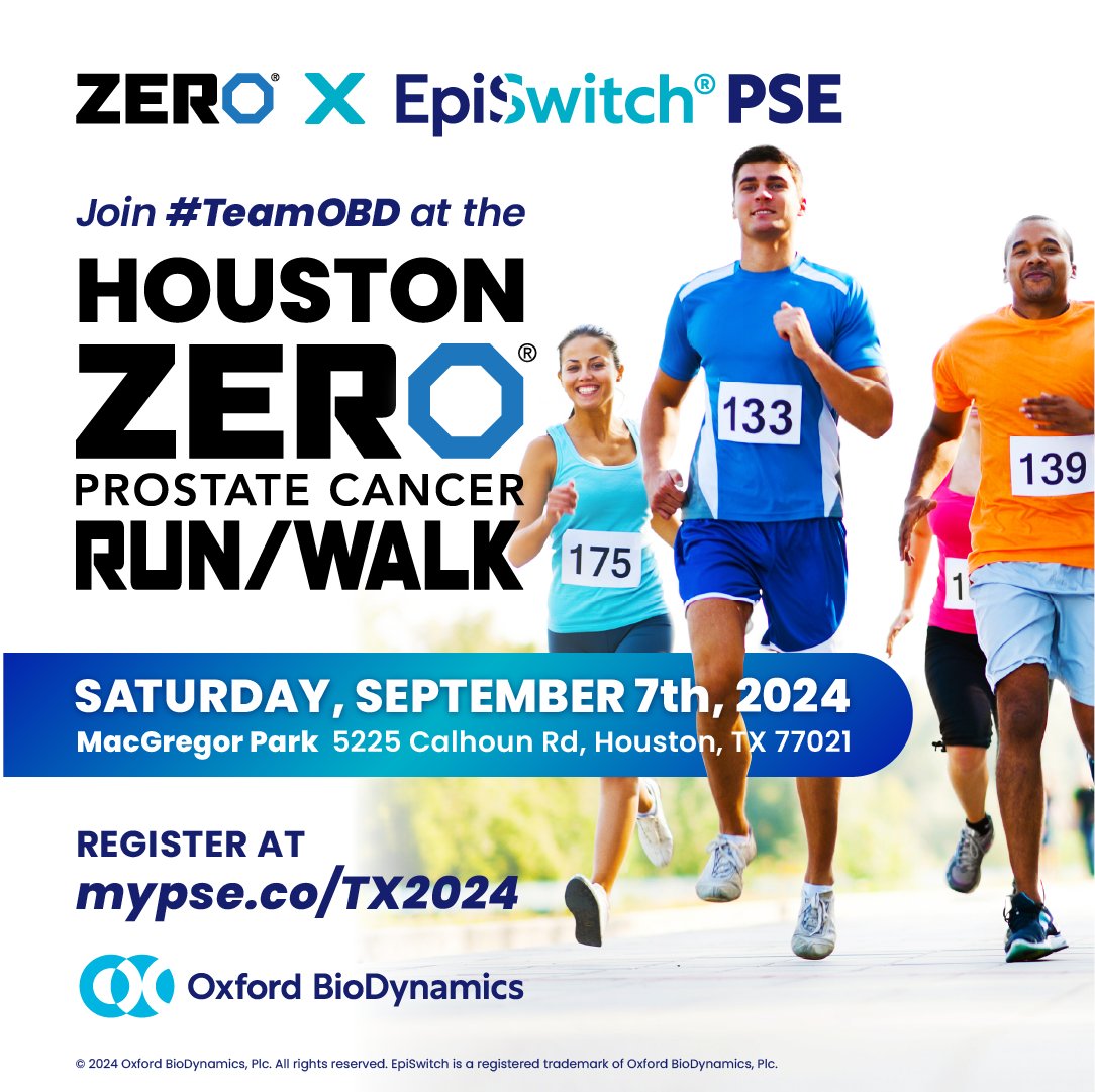 OxBioDynamics's tweet photo. Only 8 days to go! Join #TeamOBD on September 7th for the Houston @ZEROcancer Run/Walk. 1 in 8 men will be diagnosed with #prostatecancer, including 17,230 men in Texas this year alone. Let’s raise awareness and funds to help #ZEROoutprostatecancer:  https://t.co/fAzmcyBt8B. https://t.co/4drCTzINGZ