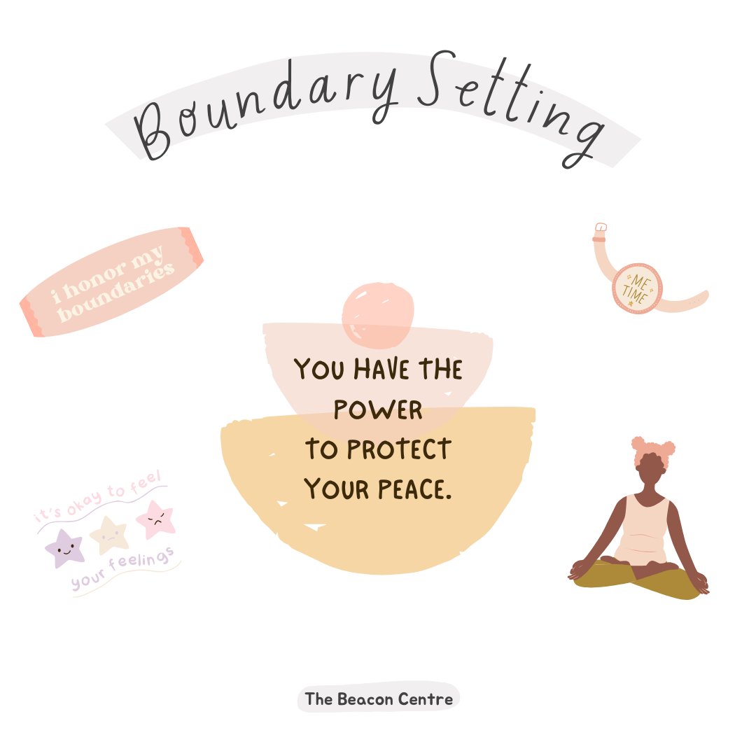 BeaconCentre1's tweet photo. This is your gentle reminder that setting personal boundaries is okay! Sometimes, the best way to care for others is to first care for ourselves. While it can be difficult to say "no" it is often an important and necessary part of self-care. https://t.co/OcXCFp6IA3