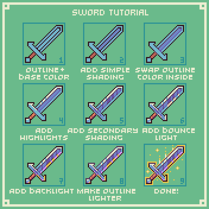 Dream_1958's tweet image. Sword tutorial
#pixelart #ドット絵
