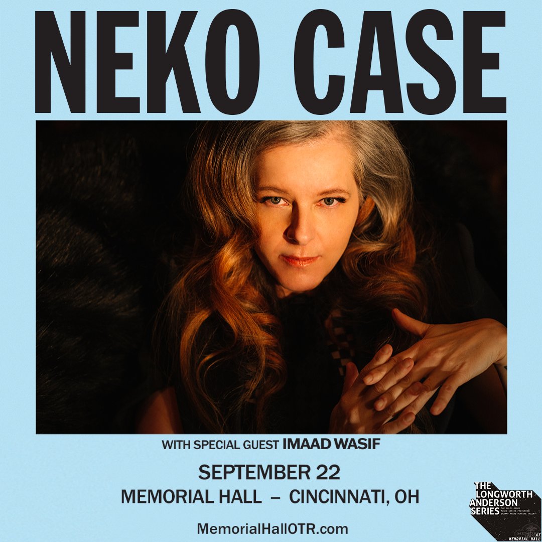 TONIGHT: The Longworth-Anderson Series presents <a href="/NekoCase/">Neko Case</a> with special guest <a href="/ImaadWasif/">Imaad Wasif</a> at Memorial Hall!

DOORS: 6:30PM
SHOW: 8:00PM

Limited tickets remain→ bit.ly/las-nekocase