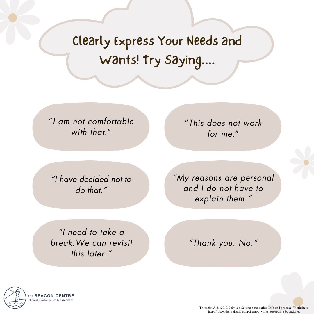 BeaconCentre1's tweet photo. This is your gentle reminder that setting personal boundaries is okay! Sometimes, the best way to care for others is to first care for ourselves. While it can be difficult to say "no" it is often an important and necessary part of self-care. https://t.co/OcXCFp6IA3