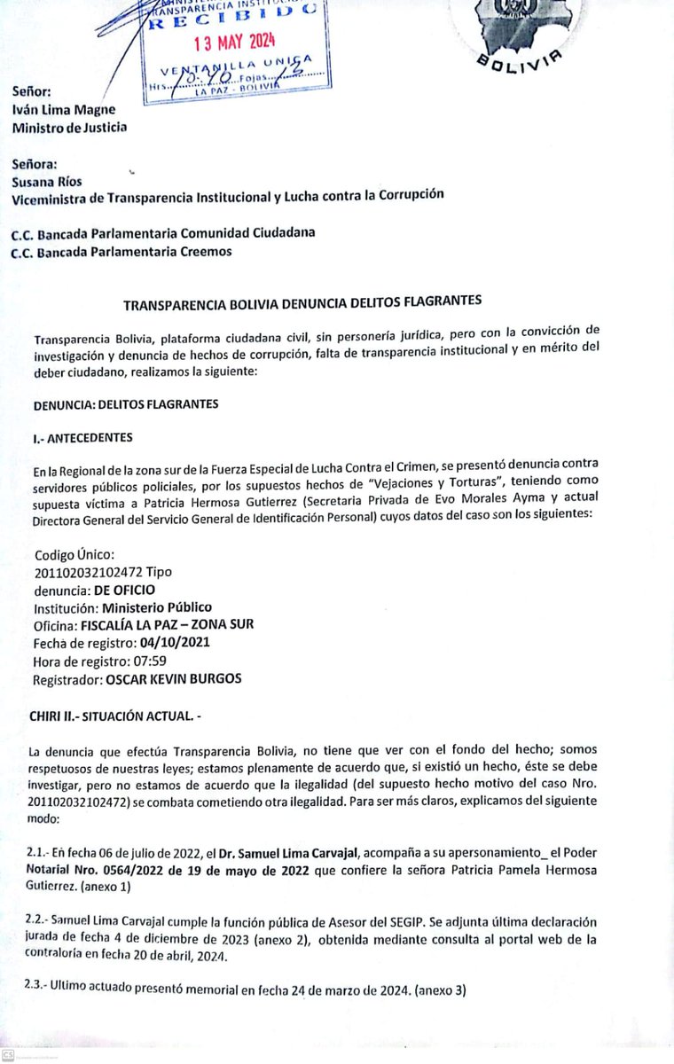 Por denuncias como esta es que soy y siempre fui incómodo para el gobierno de Luis Arce catacora y del MAS, el trabajo de investigación, recopilación de información y denuncias formales contra altos funcionarios de Estado incomodan e incomodaron siempre la corrupción del gobierno