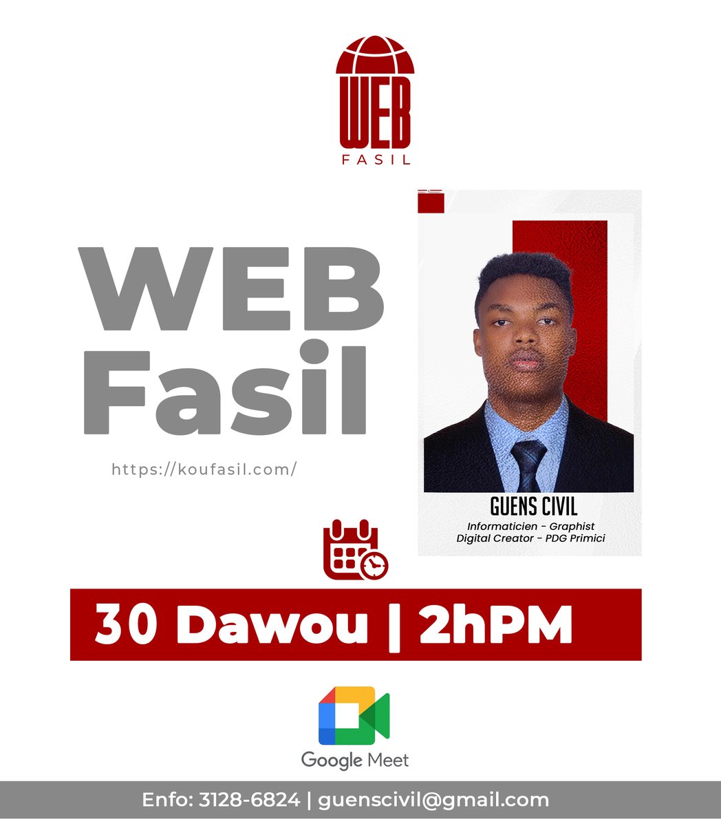 guensgraphics's tweet image. Jodi a nou pwal aprann anpil....
vinn aprann kreye sit entènèt avek mwen, Al vizite yon devwa ke youn nan etidyan nou yo fè: koufasil.com
#webfasil
#repostlike