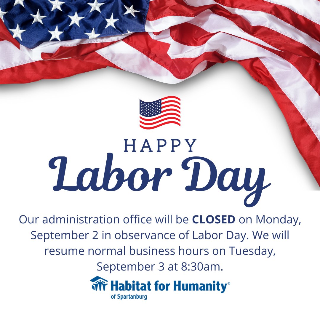 In observance of Labor Day, our administration office will be CLOSED on Monday, September 2. We will resume normal business hours on Tuesday, September 3 at 8:30am.

Have a safe long weekend! 🇺🇸