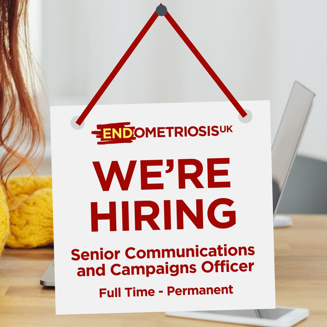 EndometriosisUK's tweet photo. We're Hiring! 

We are looking for a Senior Communications and Campaigns Officer to manage our press office and work with our communications team to develop and deliver successful public awareness campaigns. 

Find out more and apply at: https://t.co/ulG9PzoQTl https://t.co/7BUQsOkGgL